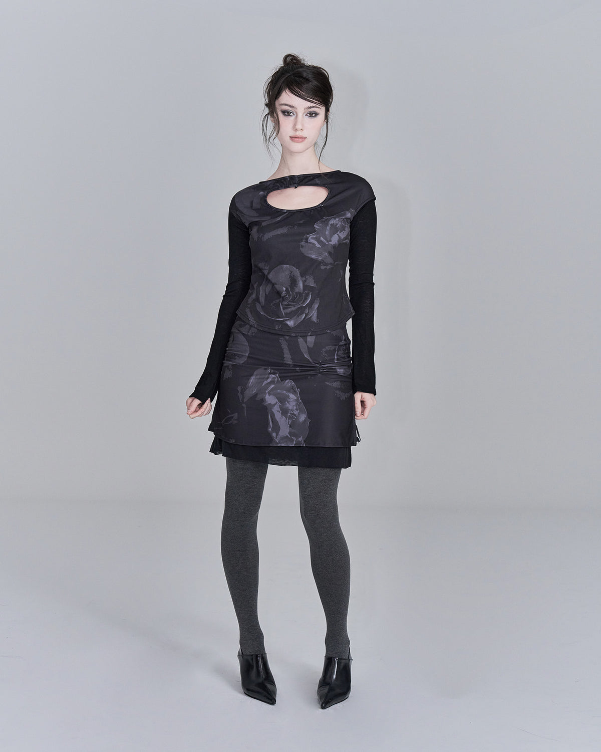 elfelfelf-archives-fw-26-rose-hole-layer-t-shirt-black-black-s