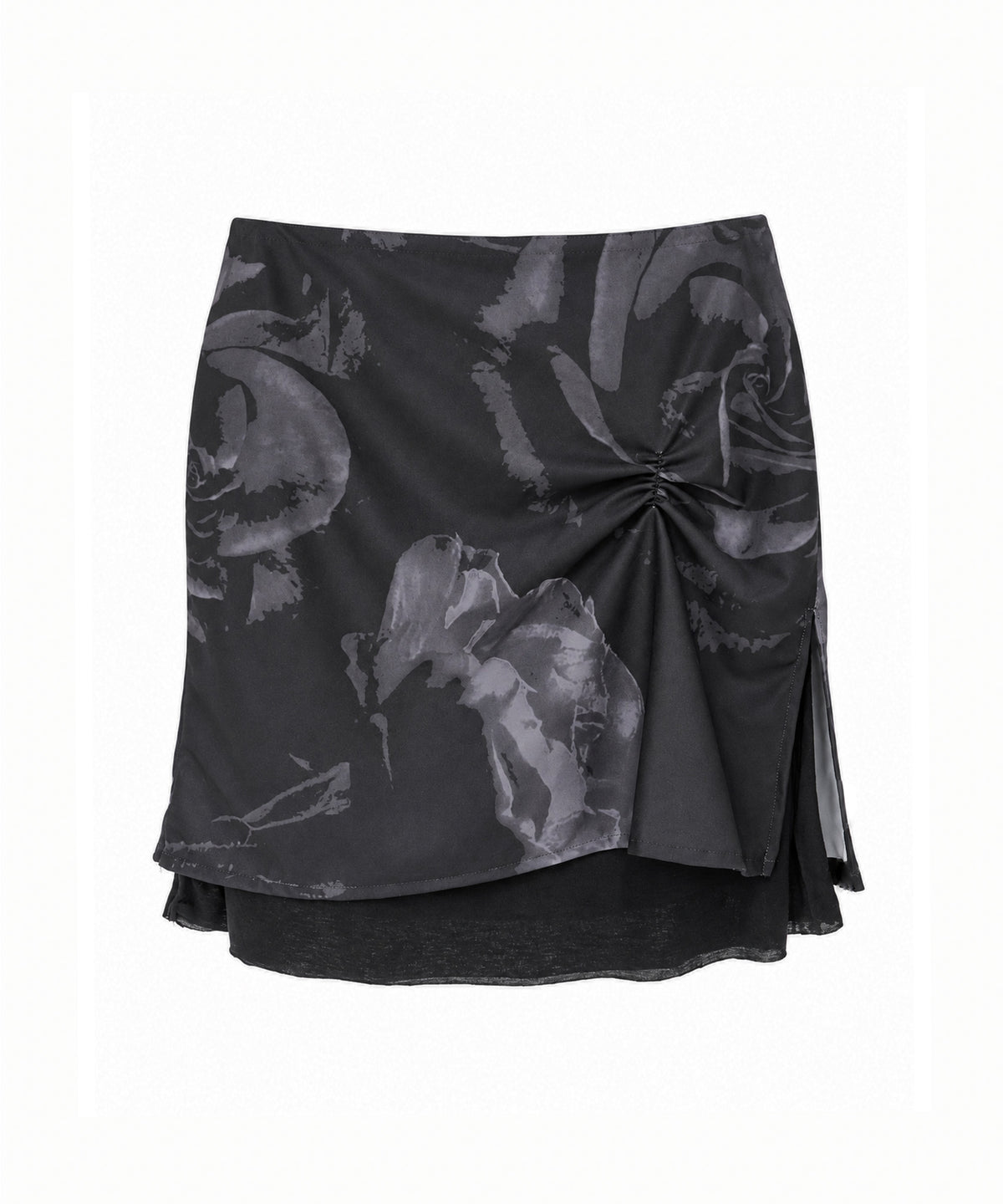 elfelfelf-archives-fw-26-rose-shirring-layer-skirt-black-black-s