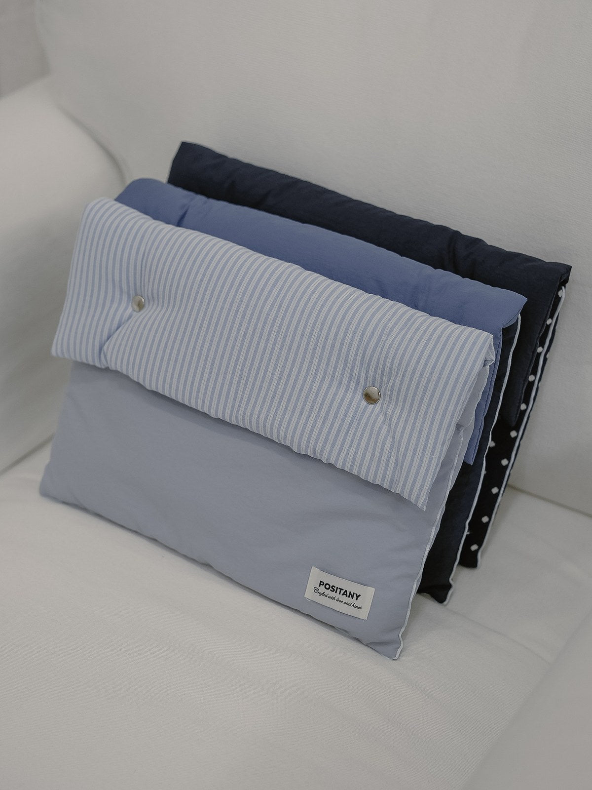 POSITANY Button pouch blue stripe