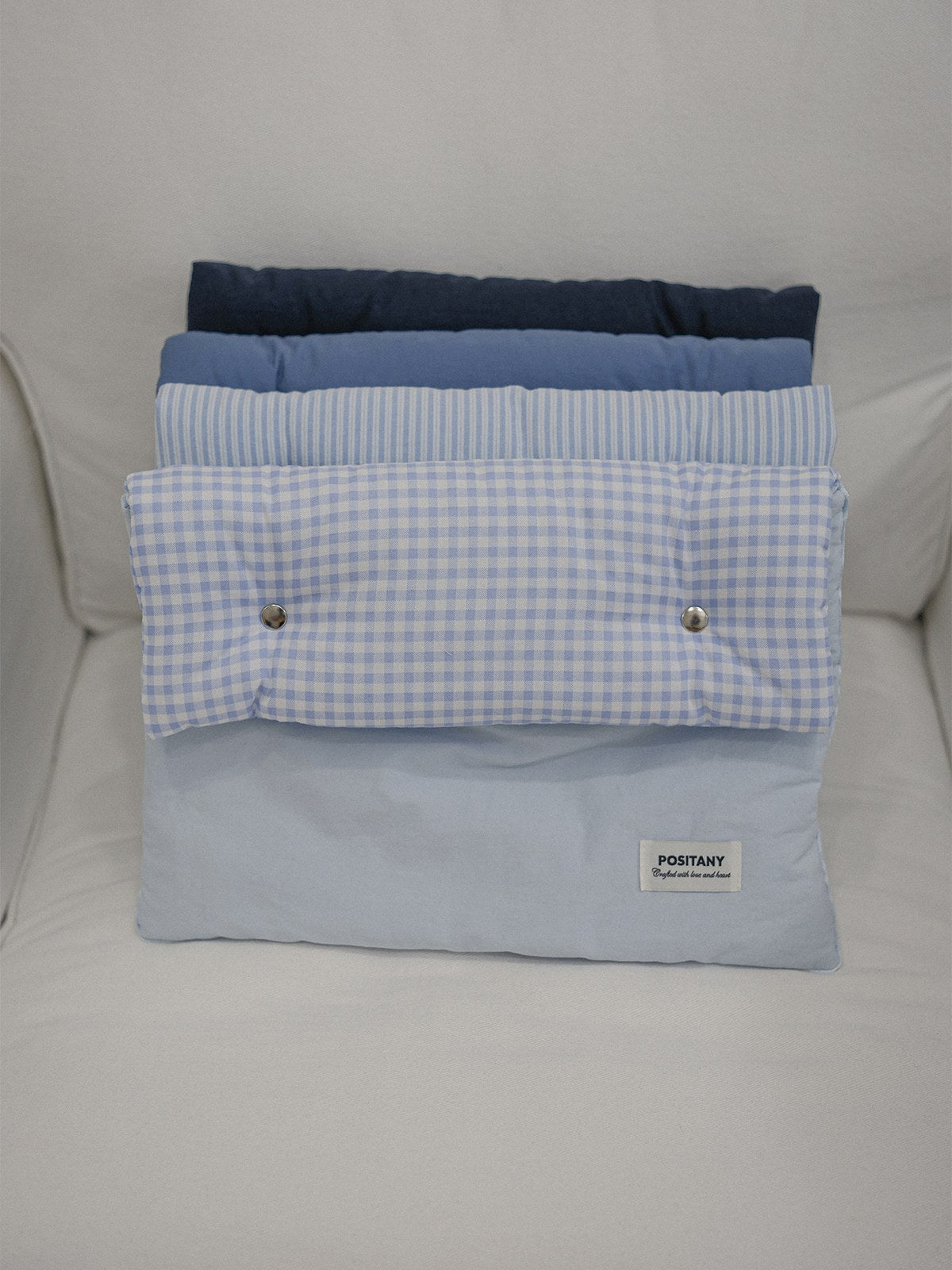 POSITANY Button pouch gingham blue