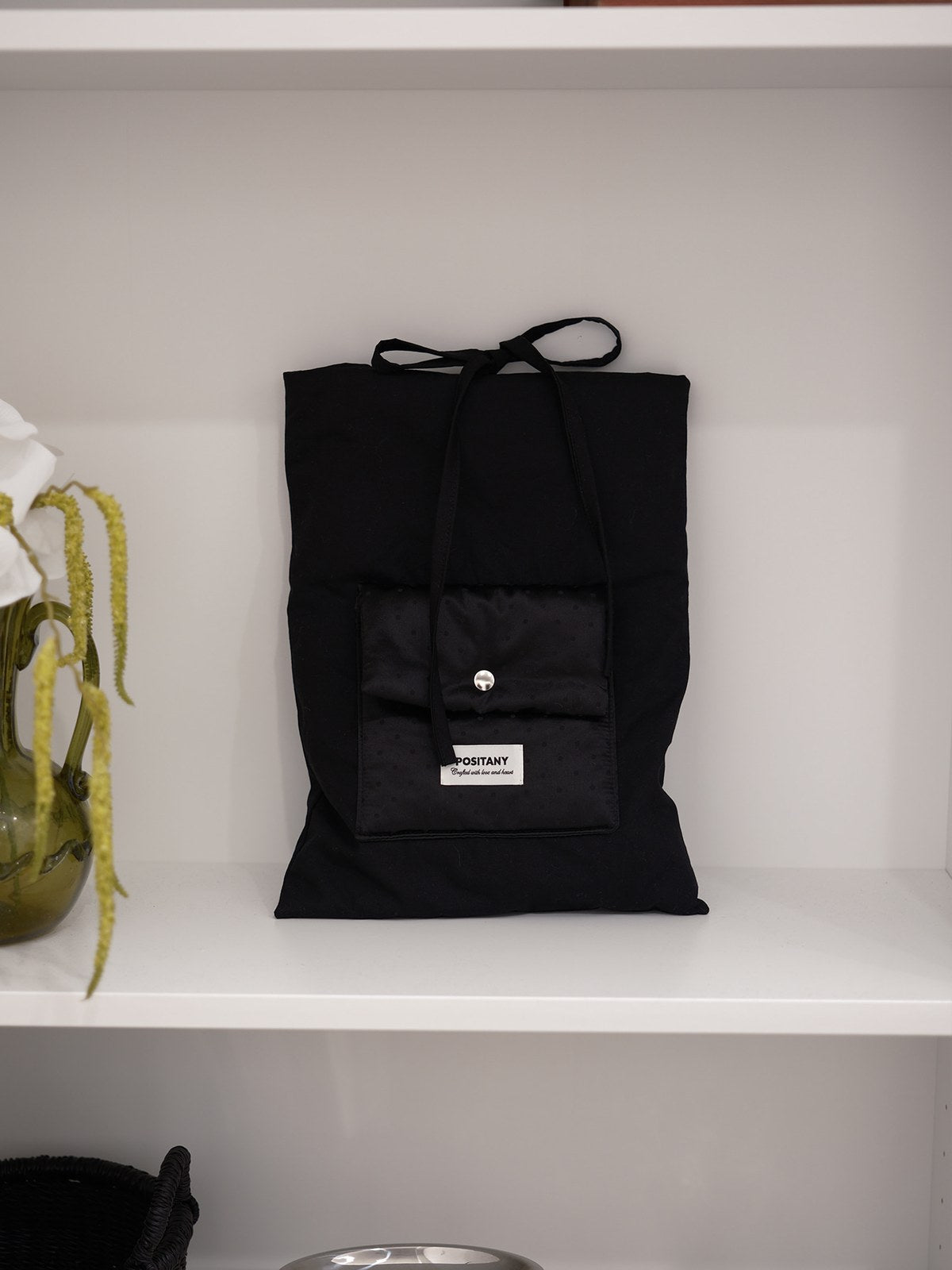 POSITANY Ribbon tie pouch black dot
