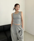 dxoh-summer-23-face-logo-long-wide-pants-for-spring-and-summer-gray
